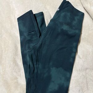 Dark Green Tie-Dye Leggings
